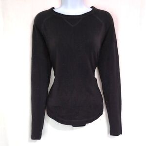Sweet Romeo Black Plush Knit Crewneck Drop Shoulder Sweater SIze Medium